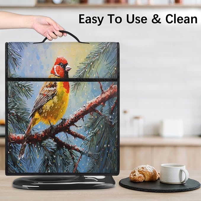 Kitchen Aid Mixer Cover Christmas Bird Tree Cardinal Stand Mixer Cover Compatible with 6-8 Quarts Stand Mixers Dust Covers with Zipper Pocket Foldable Washable Kitchen Aid Organizer Bag