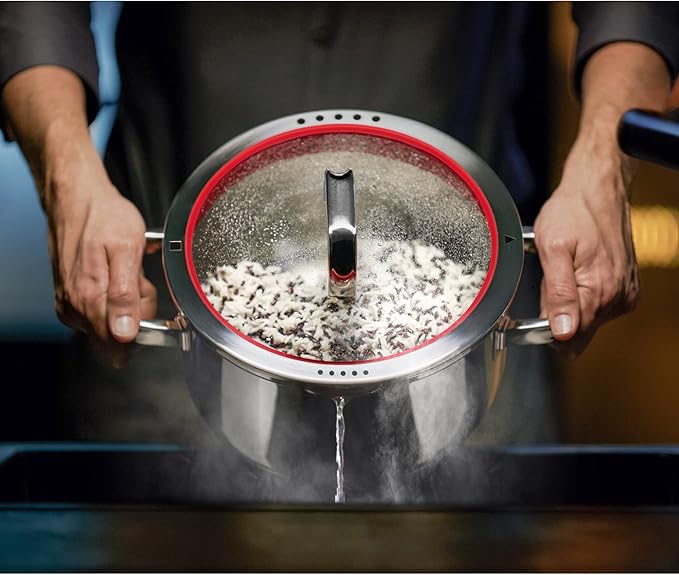 WMF Function 4 5-Piece Induction Saucepan Set Glass Lid with 4 Pouring Functions Polished Cromargan Stainless Steel Induction Pots Set Inner Scale