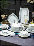 Dinnerware Set Dinner Party Tableware Service Set 38/70 Pieces Chinese Dinnerware Set Ceramic Marble Effect T