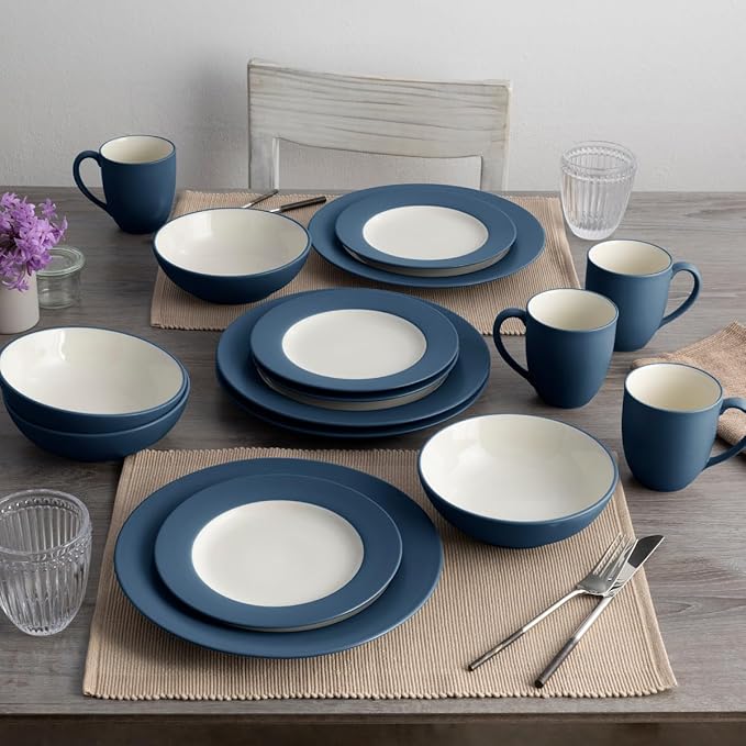 Noritake Colorwave Blue 16-Piece Rim Set Service for 4 in Blue
