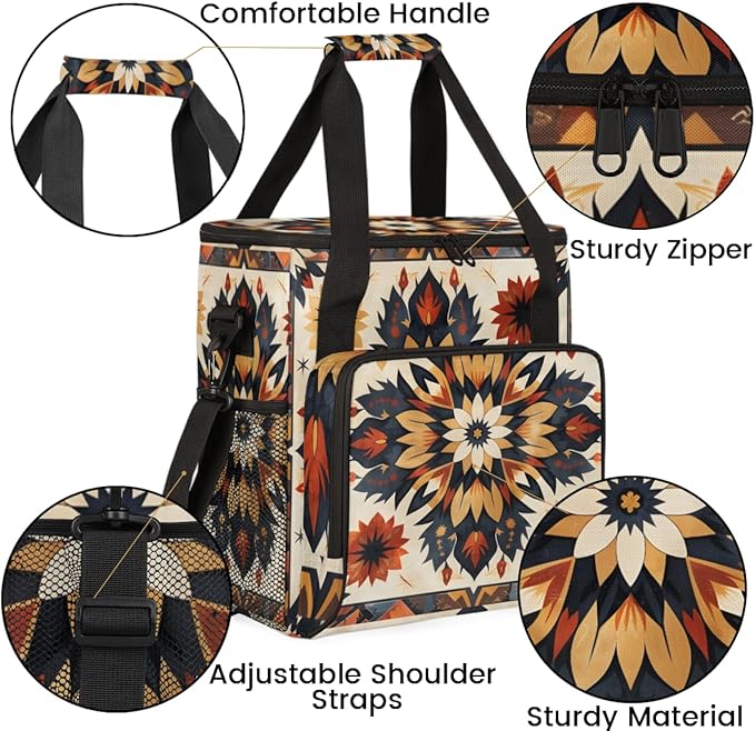 Psychedelic Mandala Coffee Maker Carrying Bag Portable Travel Storage Tote Bag Compatible with K-Mini or K-Mini Plus Single Serve Coffee Brewer Carrying Case with Multiple Pockets &amp Shoulder Str