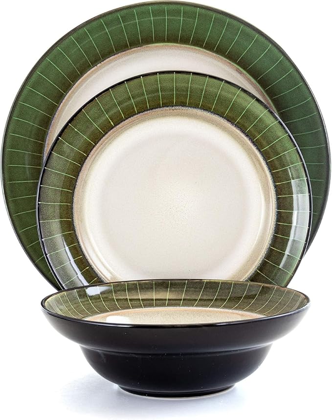 16-Piece Stoneware Dinnerware Set for 4 – Durable Microwave &amp Dishwasher Safe