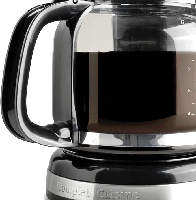 CC-1203-12C 12-Cup Coffee Maker Stainless-Steel Coffee Maker with Glass Coffee Pot Carafe and Reusable Coffee Filter