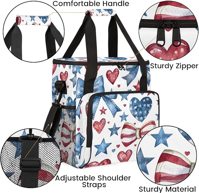 4th of JulyFreedom Coffee Maker Carrying Bag Portable Travel Storage Tote Bag Compatible with K-Mini or K-Mini Plus Single Serve Coffee Brewer Carrying Case with Multiple Pockets &amp Shoulder Str
