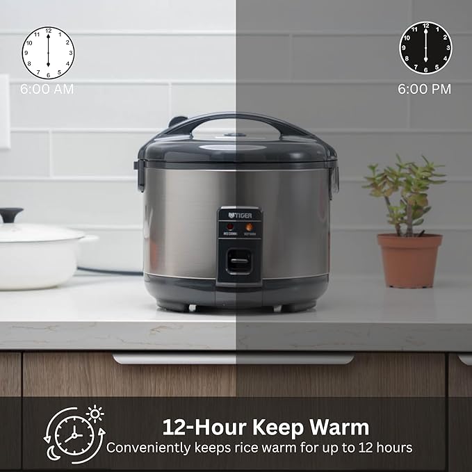 Tiger JNP-S10U-US 5.5 Cup Capacity White Rice Cooker with Non-Stick Inner Pot Retractable Power Cord and Keep Warm up to 12 hours (Urban Satin)