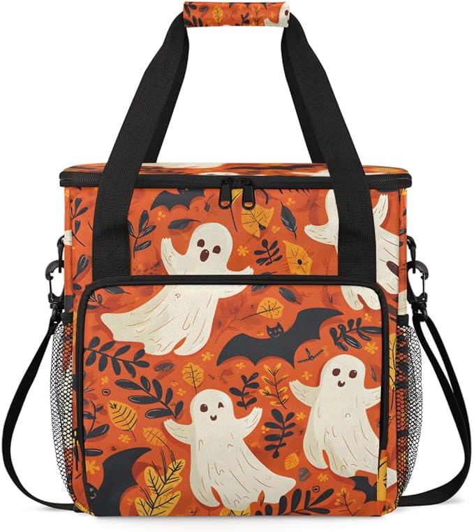 Spooky Ghosts Coffee Maker Carrying Bag Magical Ghosts Travel Storage Bag Compatible with K-Mini or K-Mini Plus Single Serve Coffee Brewer Carrying Case with Multiple Pockets &amp Shoulder Strap