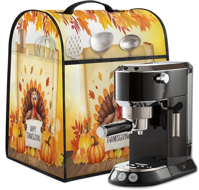 cfpolar Kitchen Aid Mixer Cover Compatible with 6-8 Quarts Thangsgiving Turkey Pumpkins Stand Mixer Cover Kitchen Aid Mixers Accessories Appliance Organizer Bag Dust Covers with Zipper Pocket