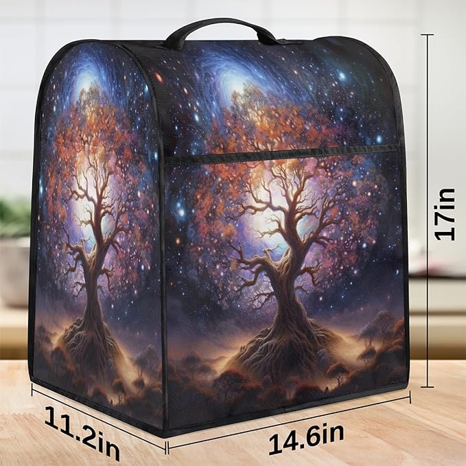 cfpolar Kitchen Aid Mixer Cover Compatible with 6-8 Quarts Tree Of Life Starry Sky Stand Mixer Cover Kitchen Aid Mixers Accessories Appliance Organizer Bag Dust Covers with Zipper Pocket
