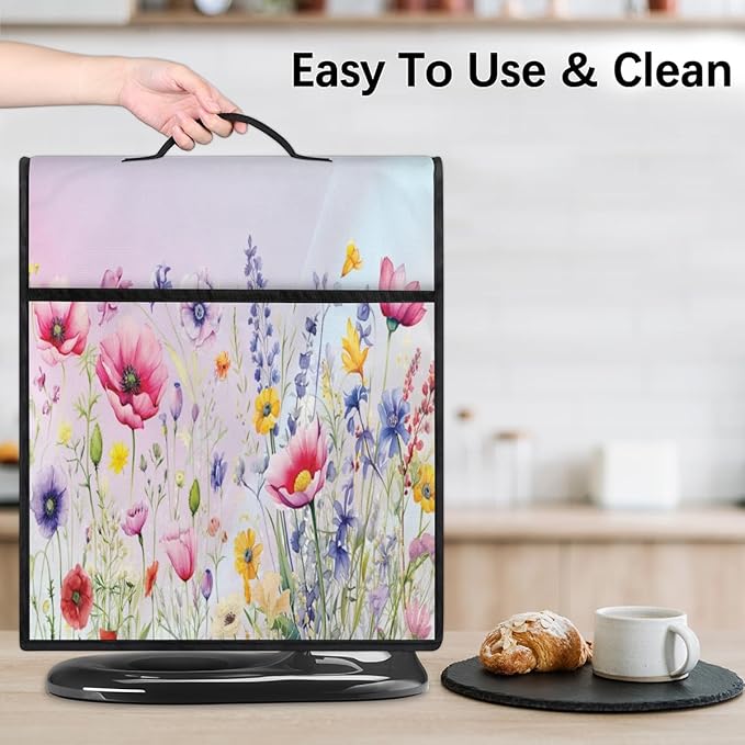 cfpolar Kitchen Aid Mixer Cover Compatible with 6-8 Quarts Flower Colorful Floral Stand Mixer Cover Kitchen Aid Mixers Accessories Appliance Organizer Bag Dust Covers with Zipper Pocket