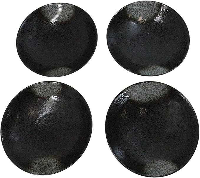 Ebros Gift Artistic Charcoal Grey Tone Hakumu Collection Dinnerware Serveware Kitchenware Set Asian Japanese Restaurant Supply (Pack Of 4 Large Ramen Soup Dinner Bowl 36oz)