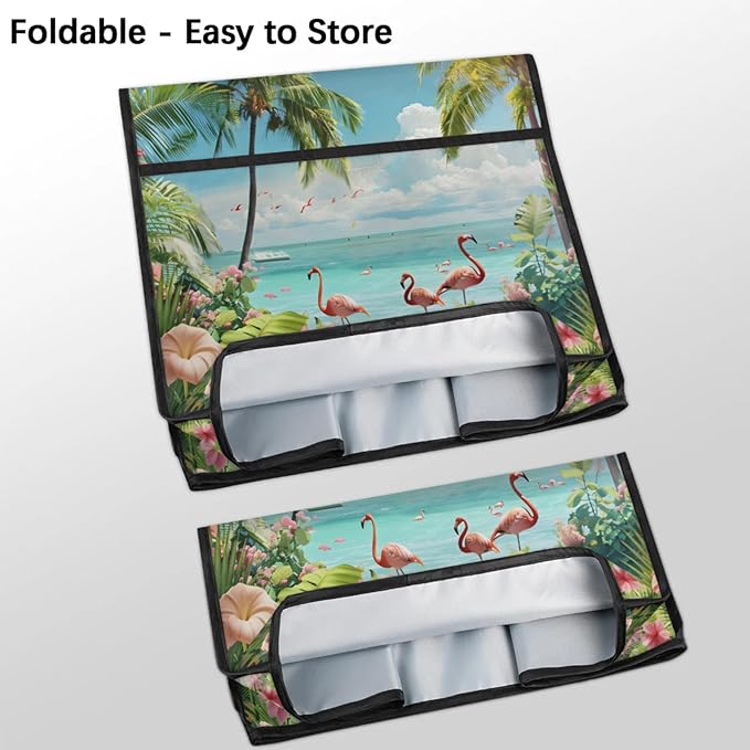 Kitchen Aid Mixer Cover Summer Flamingo Beach Flowers Stand Mixer Cover Compatible with 6-8 Quarts Stand Mixers Dust Covers with Zipper Pocket Foldable Washable Kitchen Aid Organizer Bag