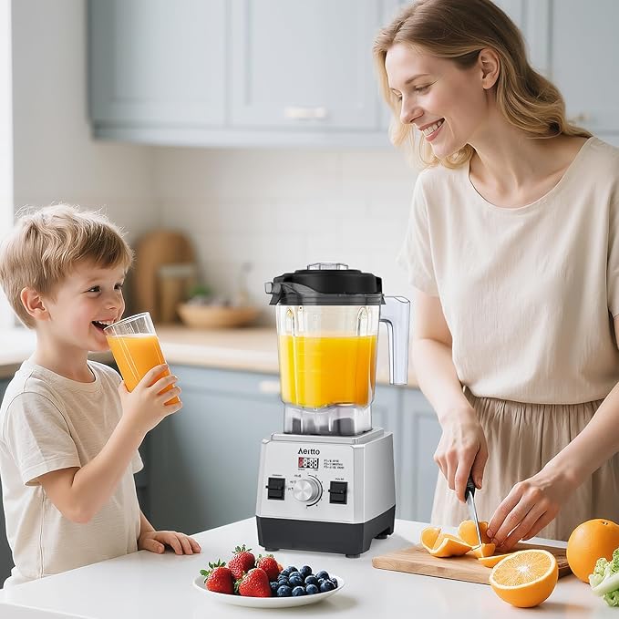 Aeitto Blenders for Kitchen with 68Oz. Large Capacity 1800W Max Power Smoothie Blender 3 Preset Programs &amp 7 Speeds Professional Countertop Blender for Smoothies Ice Crush Generation2 Silver