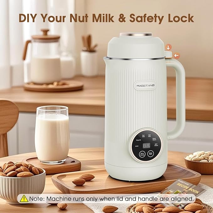 7 in 1 Nut Milk Maker Machine 28oz Automatic Milk Maker for Homemade Coconut Oat Soy Plant-Based Milk Juice with 18H Delay Start/6H Keep Warm/Self Cleaning (White)