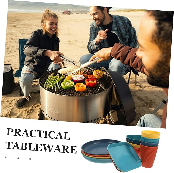 PRETYZOOM Correlle Dinnerware Set Plates Bowls Set Unbreakable Tableware for Outdoor Events Camping Parties Barbecue