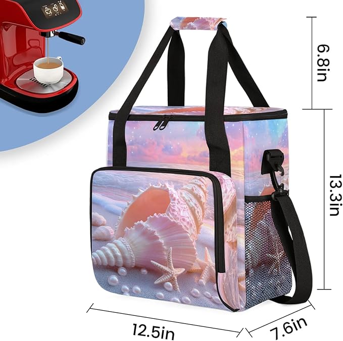 Starfish Coffee Maker Travel Bag Cute Insulated Grocery Bag Travel Picnic Leakproof Cooler Bags With Shoulder Strap