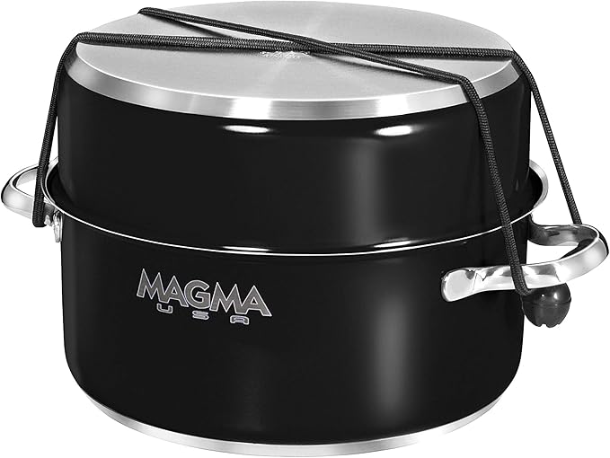 Magma 10 Piece Gourmet Nesting Stainless Steel Cookware Set with Ceramica Non-Stick Induction Compatible Oven Safe to 500°F - Suitable for All Stovetops Removable Handles Jet Black