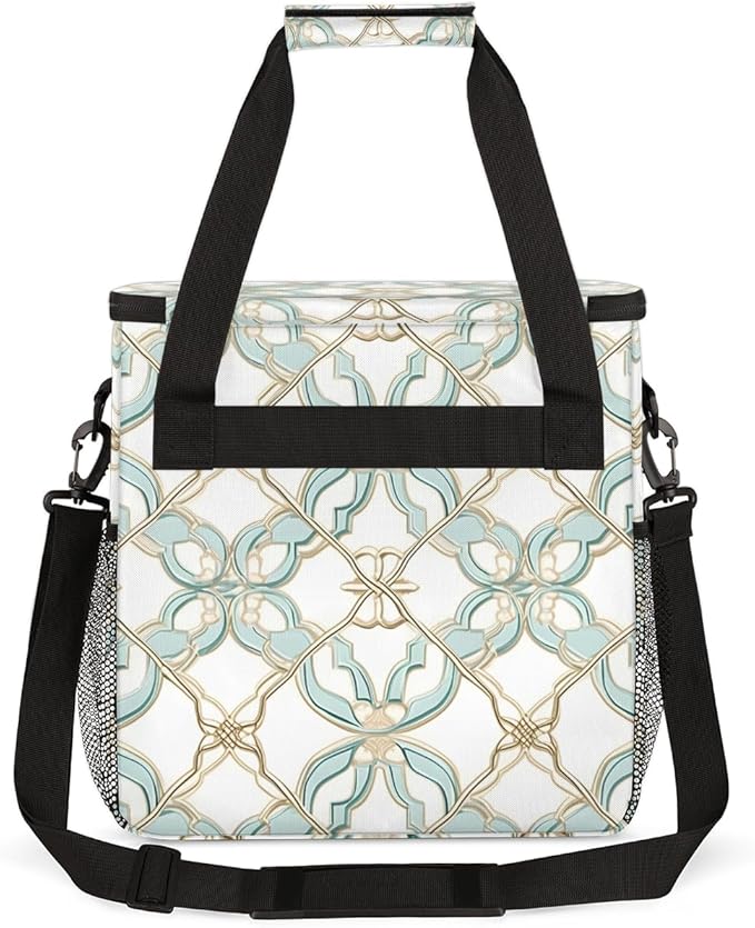 Green Mandala Coffee Maker Carrying Bag Ethnic Aztec Travel Storage Bag Compatible with K-Mini or K-Mini Plus Single Serve Coffee Brewer Carrying Case with Multiple Pockets &amp Shoulder Strap
