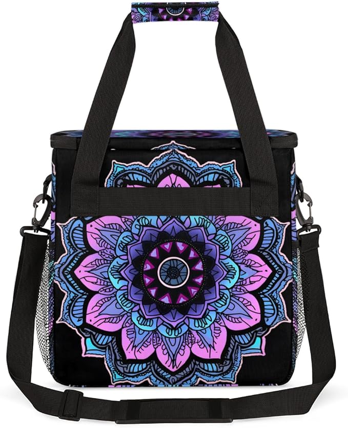 Gradient Mandala Coffee Maker Carrying Bag Mandala Circular Travel Storage Bag Compatible with K-Mini or K-Mini Plus Single Serve Coffee Brewer Carrying Case with Multiple Pockets &amp Shoulder Str