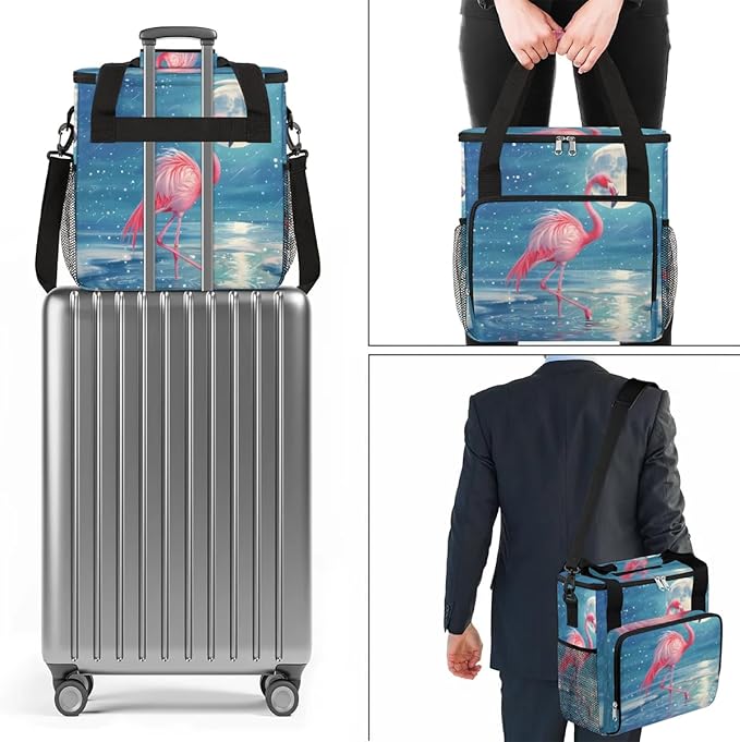 Coffee Maker Carrying Bag Moon Flamingo Single Cup Coffee Maker Travel Bag Compatible with Keurig K-Mini or K-Mini Plus Portable Storage Bag with Shoulder StrapAZ-204