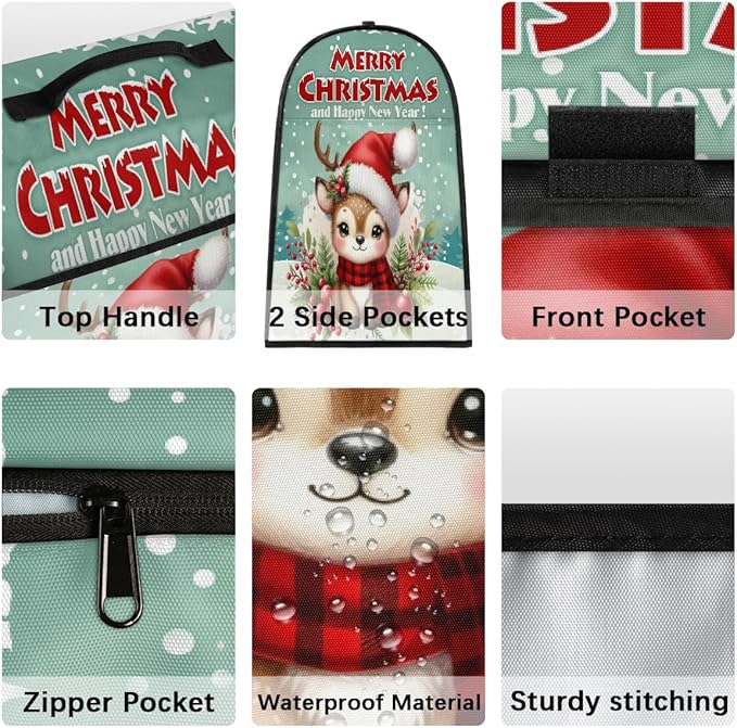 cfpolar Kitchen Aid Mixer Cover Compatible with 6-8 Quarts Holly Animal Elk Christmas Stand Mixer Cover Kitchen Aid Mixers Accessories Appliance Organizer Bag Dust Covers with Zipper Pocket
