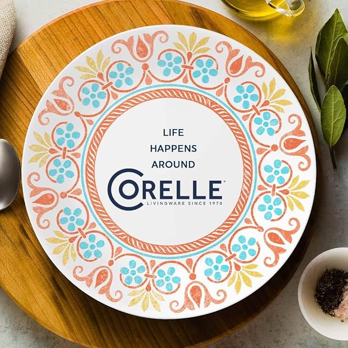 Corelle Terracotta Dreams Dinnerware Set for 6 18 Pieces Dinner Plates Appetizer Plates and 18 Oz Bowls Dishwasher Microwave and Freezer Safe Proudly Made in the USA