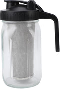Cold Brew Coffee Maker Glass Mason Pitcher with Spout Lid and Handle Iced Tea Pitcher with Stainless Steel Filter for Iced Coffee Fruit Drinks (1000ml)