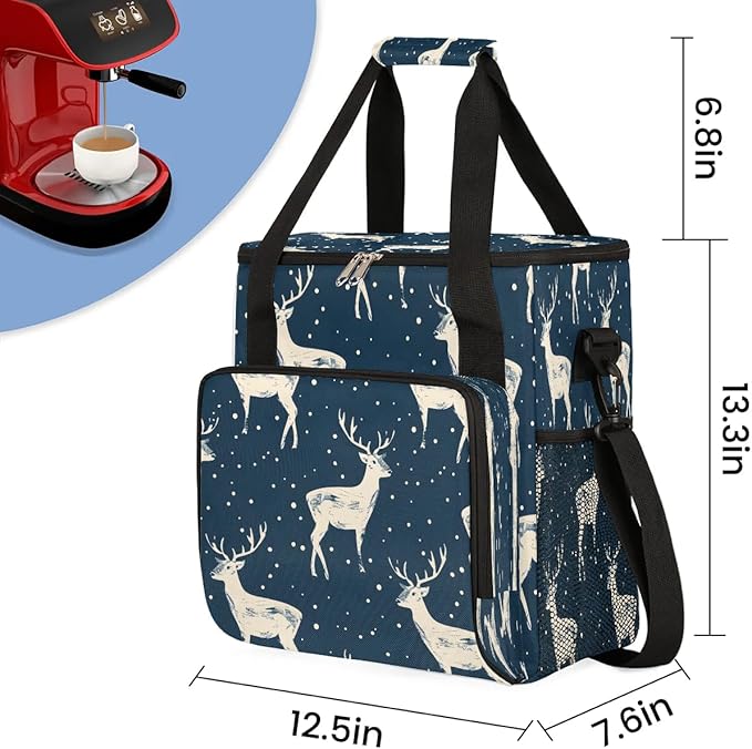 Watercolor Deers Coffee Maker Travel Bag for K-Mini or K-Mini Plus Single Serve Coffee Brewer Portable Storage Tote Case for Tarvel