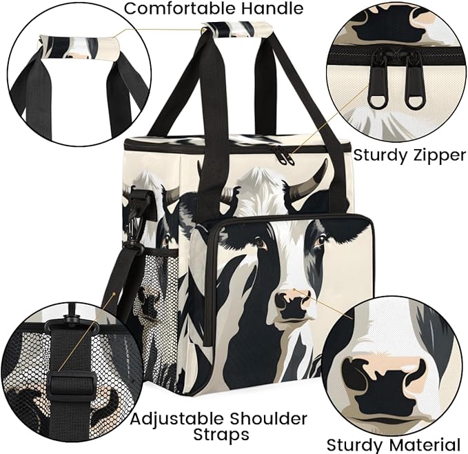 Cattle Cow Coffee Maker Carrying Bag Cute Cow Portable Travel Storage Tote Bag Compatible with K-Mini or K-Mini Plus Single Serve Coffee Brewer Carrying Case with Multiple Pockets &amp Shoulder Str