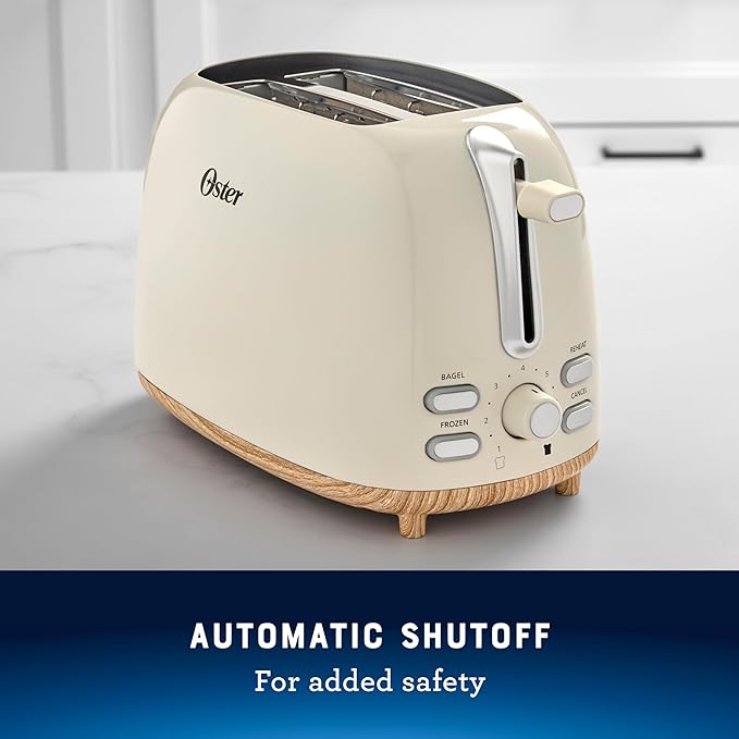 Oster 2-Slice Toaster with Extra Wide Slots Bagel Toaster Oat Milk