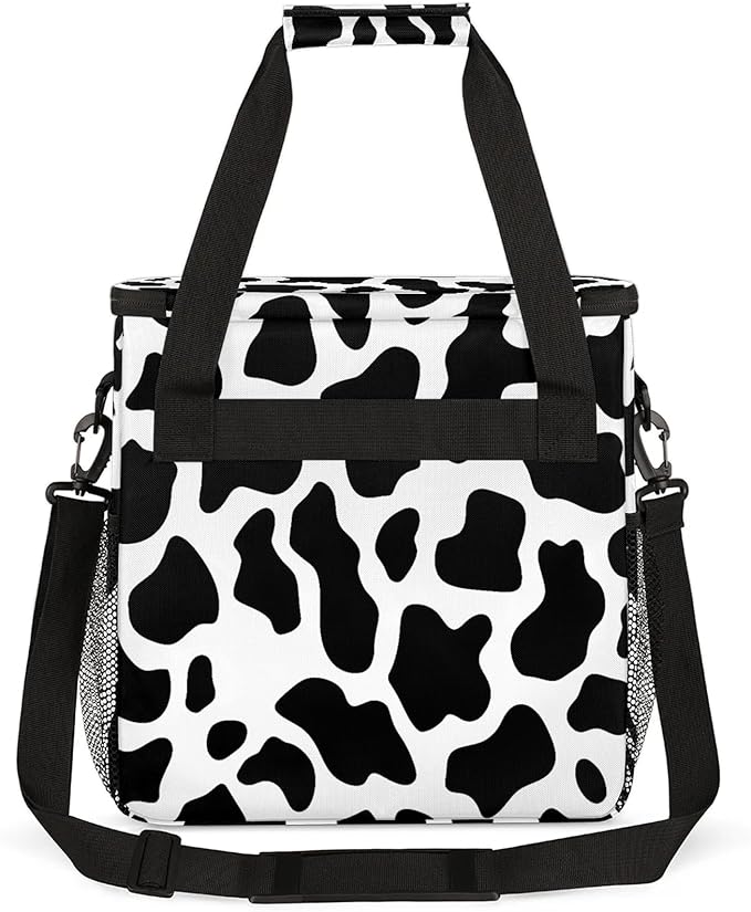 Cow Print Western Coffee Maker Carring Bag Large Insulated Storage Organizer Case Tote Bags with Shoulder Strap for Travel Work Picnic