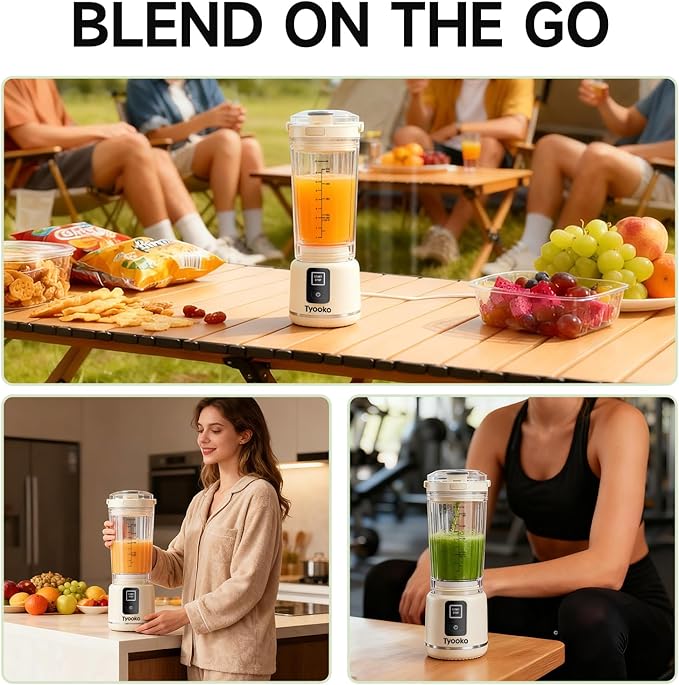 Portable Blender for Smoothies and Shakes 18oz Rechargeable Electric Personal Juicer Cup with Dual Mode 6 Sharp Blade Drink Mixer Bottle with Leakproof-Lid &amp Sip Spout for Kitchen/Travel/Gym (Wh