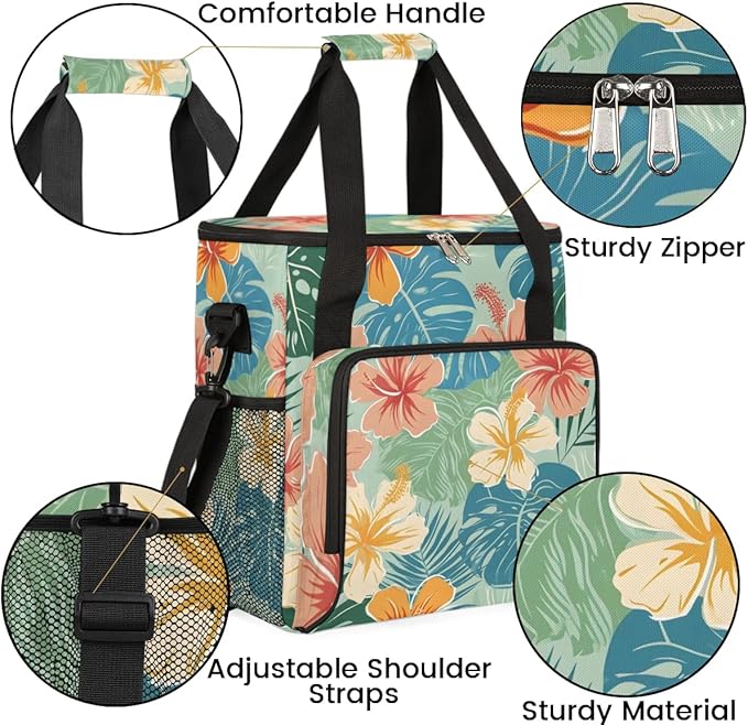 Coffee Maker Carrying Bag Palm Leaf Flower Single Cup Coffee Maker Travel Bag Compatible with Keurig K-Mini or K-Mini Plus Portable Storage Bag with Shoulder StrapAZ-210