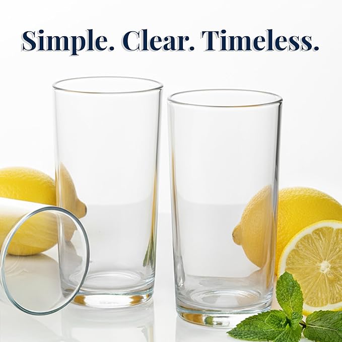US Acrylic Classic Clear Plastic Reusable Drinking Glasses (Set of 6) 24oz Iced-Tea Cups | BPA-Free Tumblers Made in USA | Top-Rack Dishwasher Safe