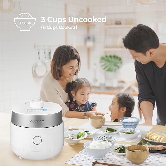 Generic CUCKOO CRP-MHTR0309F | 3-Cup (Uncooked) Twin Pressure Induction Heating Rice Cooker | 11 Menu Options: High/Non-Pressure &amp More Made in Korea | White 3 Cups (CRP-MHTR0309F) (Renewed)