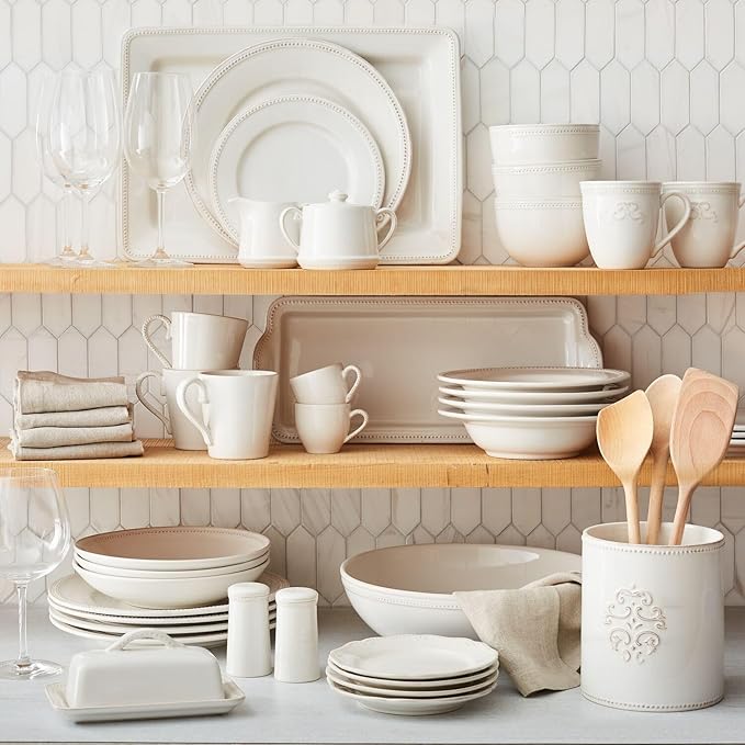 Sur La Table Pearl Stoneware 16-Piece Dinnerware Set White
