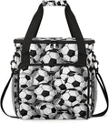 Football Black And White Coffee Maker Carring Bag Large Insulated Storage Organizer Case Tote Bags with Shoulder Strap for Travel Work Picnic