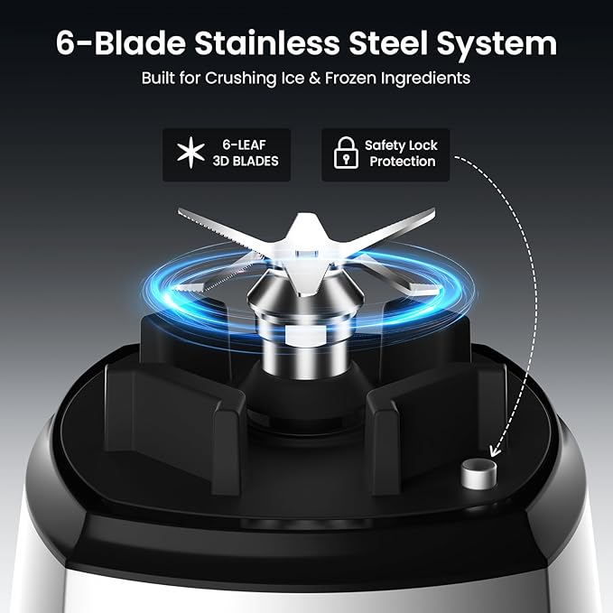 1800 WP Smoothie Blenders for Kitchen 30000 RPM Large Blender for Smoothies Ice Crushing &amp Frozen Fruit Heavy Duty Grinder with 68oz BPA-Free Pitcher Adjustment Speed Knob Silver