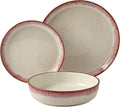Tabletops Gallery Speckled Farmhouse Collection- Stoneware Dishes Service for 4 Dinner Salad Appetizer Dessert Plate Bowls 12 Piece Hanover Dinnerware Set in Berry