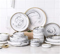 Elegant Dinnerware Set Dinner Plates Bowls Set Ceramics Dinnerware Set European Style Marble Dishes And Plates Porcelain Cake Dish Pastry Fruit Tray Ceramic Tableware Ste6 People