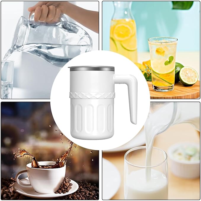 Magnetic Stirring Cup - Automatic Rechargeable Mixer Tumbler Smart Temperature Display Mug with Lid Self Stirring Drink Blender Portable Coffee Milk Cup for Travel Office Kitchen Home Camping