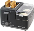 West Bend Breakfast Station 2-Slice Toaster and Egg Cooker/Poacher with Removable Pre-Cooked Meat and Vegetable Warming Tray for Perfect Breakfast Sandwiches 1200-Watts Black