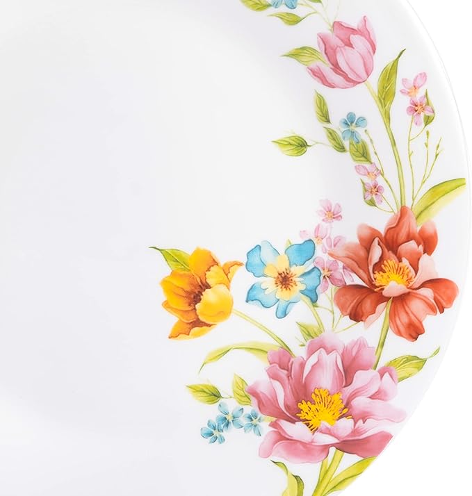 Gibson Home Ultra Break and Chip Resistant 18-Piece Round Dinnerware Set Service for 6 – Red Floral Plates and Bowls Microwave &amp Dishwasher Safe