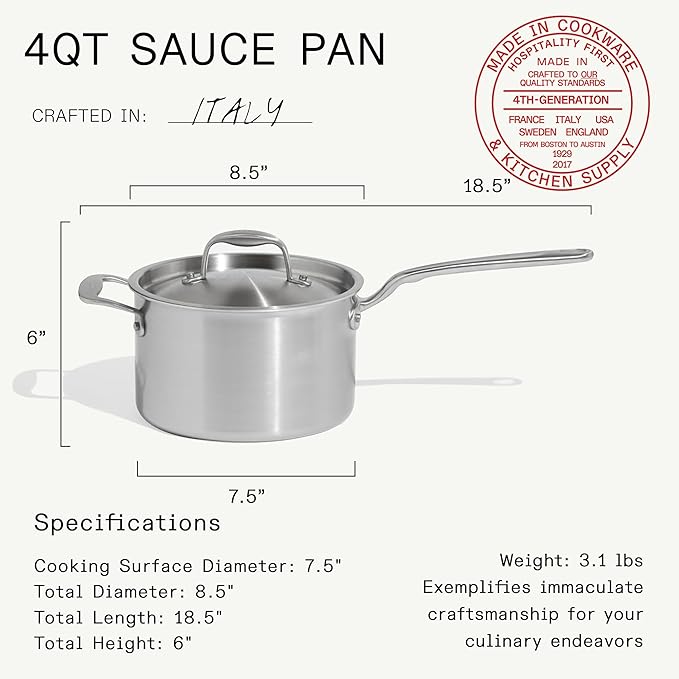Made In Cookware | 7-Piece Ceramic Non Stick Pot and Pan Set (Stainless Handle) | 5-Ply Stainless Clad | Professional Cookware | Crafted in Italy | Induction Compatible