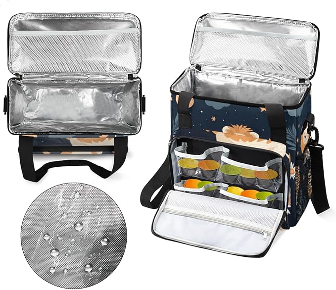 Cartoon Lion Coffee Maker Carrying Bag Cute Lion Travel Storage Bag Compatible with K-Mini or K-Mini Plus Single Serve Coffee Brewer Carrying Case with Multiple Pockets &amp Shoulder Strap