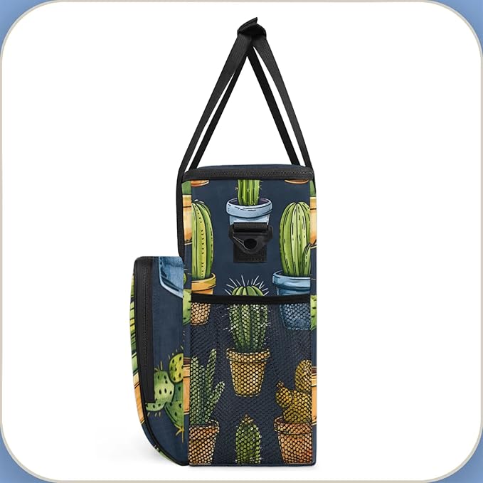 Potted Cactus Coffee Maker Travel Bag for Keurig K-Mini/K-Mini Plus Insulated Waterproof Tote with Pockets for K-Cup Portable Single-Serve Brewer Case