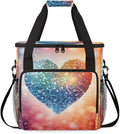Glitter Heart Coffee Maker Carrying Bag Portable Travel Storage Tote Bag Compatible with K-Mini or K-Mini Plus Single Serve Coffee Brewer Carrying Case with Multiple Pockets &amp Shoulder Strap