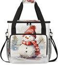 Xmas Snowman Coffee Maker Carrying Bag Oil Painting Snowman Travel Storage Bag Compatible with K-Mini or K-Mini Plus Single Serve Coffee Brewer Carrying Case with Multiple Pockets &amp Shoulder Str