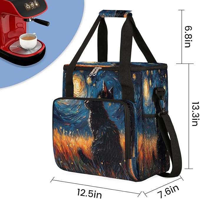 Galaxy Animal Cat Coffee Maker Carrying Bag for Keurig K-Mini or K-Mini Plus Storage Portable Coffee Maker Travel Bag