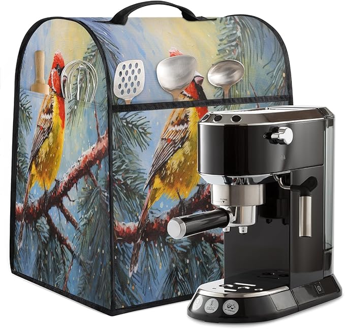 Kitchen Aid Mixer Cover Christmas Bird Tree Cardinal Stand Mixer Cover Compatible with 6-8 Quarts Stand Mixers Dust Covers with Zipper Pocket Foldable Washable Kitchen Aid Organizer Bag