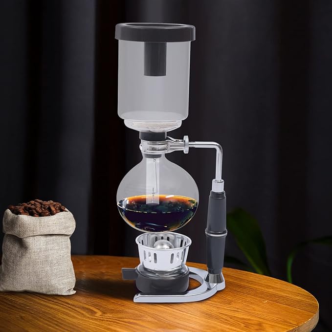 Siphon Coffee Maker Syphon Coffee Brewer Coffee Siphon Brewer Tabletop Glass Siphon Pot Glass Drip Coffee Maker Set Hot Tea Maker for Home Household and Office (500ml)